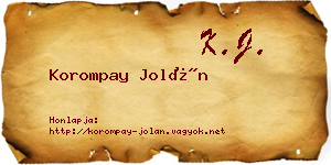 Korompay Jolán névjegykártya